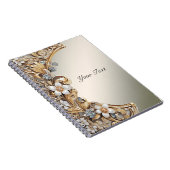 Decoratief Goud Wit Bloemen Notitieboek (Rechterzijde)