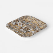 Decoratief Goud Wit Bloemen Papier Bord (Gebogen)