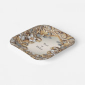 Decoratief Goud Wit Bloemen Papier Bord (Gebogen)