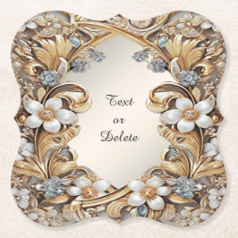 Decoratief Goud Wit Bloemen Papier Onderzetter