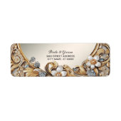 Decoratief Goud Wit Bloemen Retouradres Label (Voorkant)