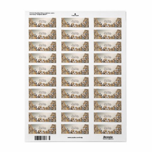 Decoratief Goud Wit Bloemen Retouradres Label (Full Sheet)