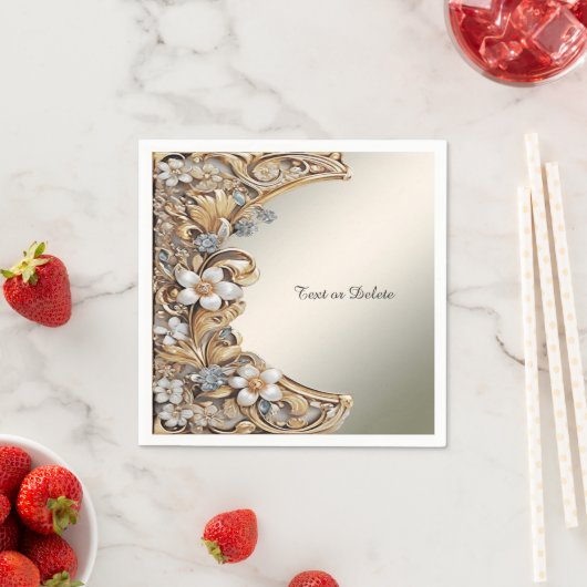 Decoratief Goud Wit Bloemen Servetten (Insitu)