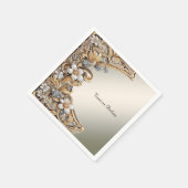 Decoratief Goud Wit Bloemen Servetten (Hoek)