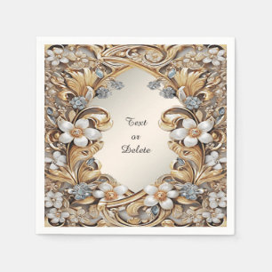 Decoratief Goud Wit Bloemen Servetten