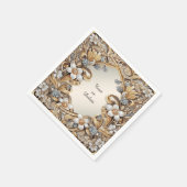 Decoratief Goud Wit Bloemen Servetten (Hoek)