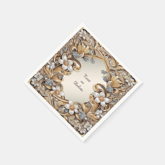 Decoratief Goud Wit Bloemen Servetten (Hoek)