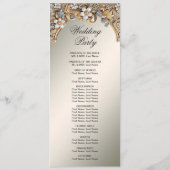 Decoratief Goud Wit Bloemen Trouwprogramma Programmakaart (Achterkant)