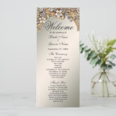 Decoratief Goud Wit Bloemen Trouwprogramma Programmakaart (Staand voorkant)