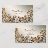 Decoratief Goud Wit Bloemen Visitekaartje (Voorkant / Achterkant)