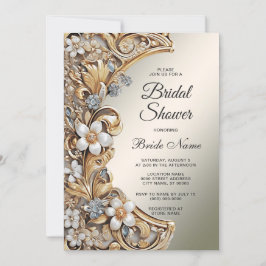 Decoratief Goud Wit Bloemen Vrijgezellenfeest Kaart