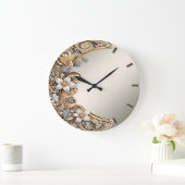 Decoratief Goud Wit Bloemen Wandklok (Huis)