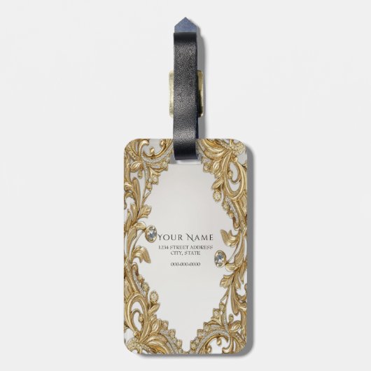 Decoratief gouden Bagagelabel (Achterkant verticaal)