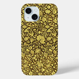 decoratief gouden bloemmotief iPhone 15 case