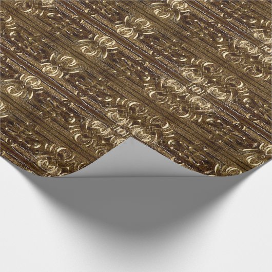 Decoratief Gouden Bruin Elegant Patroon Cadeaupapier (Hoek)
