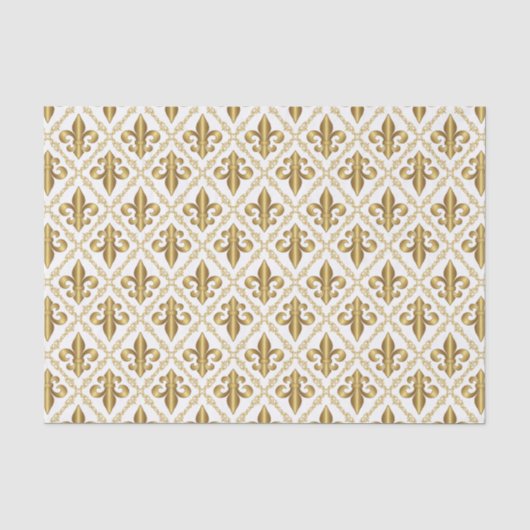 Decoratief gouden Fleur-de-lis patroon Tissuepapier (Voorkant)
