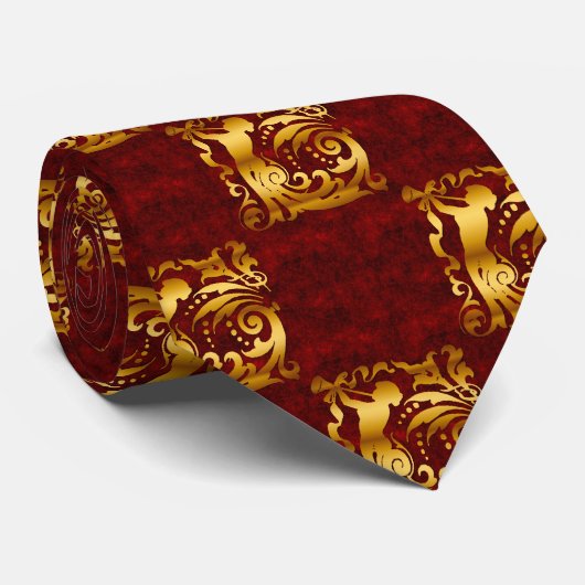 Decoratief gouden kerst stropdas (Opgerold)