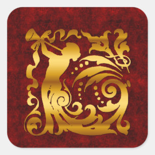 Decoratief gouden kerst vierkante sticker