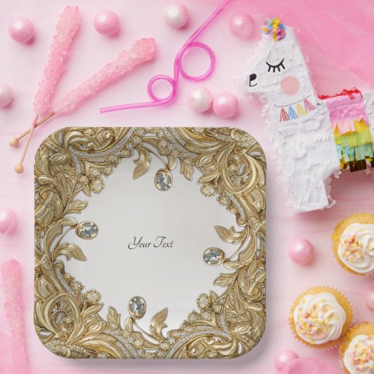 Decoratief gouden papier Bord (Feest)