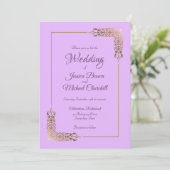 Decoratief gouden rand lavender Weddenschap Kaart (Staand voorkant)