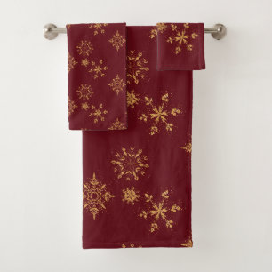 Decoratief Gouden Snowflakes kerstpatroon Bad Handdoek
