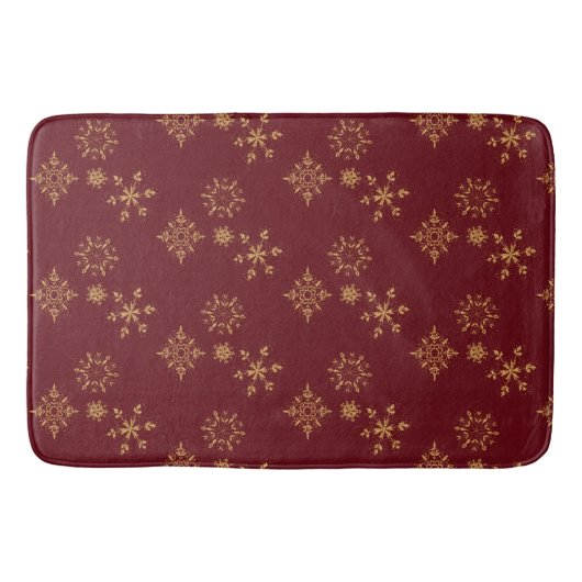 Decoratief Gouden Snowflakes kerstpatroon Badmat (Voorkant)