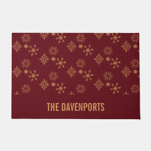 Decoratief Gouden Snowflakes kerstpatroon Deurmat (Voorkant)