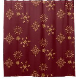 Decoratief Gouden Snowflakes kerstpatroon Douchegordijn