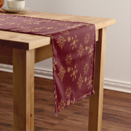 Decoratief Gouden Snowflakes kerstpatroon Korte Tafelloper