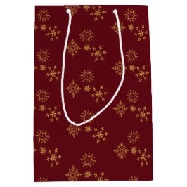 Decoratief Gouden Snowflakes kerstpatroon Medium Cadeauzakje