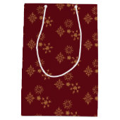 Decoratief Gouden Snowflakes kerstpatroon Medium Cadeauzakje (Achterkant)