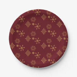 Decoratief Gouden Snowflakes kerstpatroon Papieren Bordje