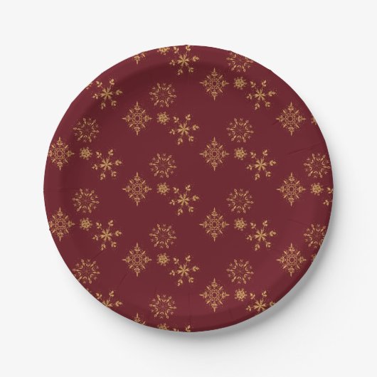 Decoratief Gouden Snowflakes kerstpatroon Papieren Bordje (Voorkant)