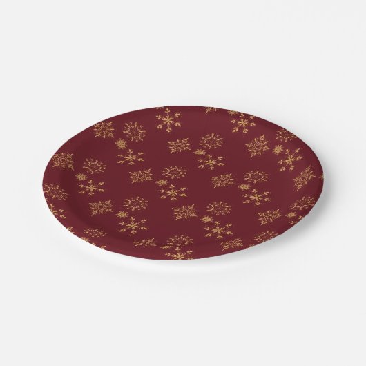 Decoratief Gouden Snowflakes kerstpatroon Papieren Bordje (Gekanteld)