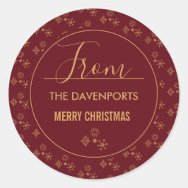 Decoratief Gouden Snowflakes kerstpatroon Ronde Sticker
