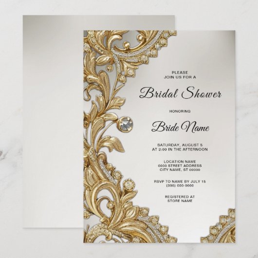 Decoratief gouden Vrijgezellenfeest Kaart (Voorkant / Achterkant)