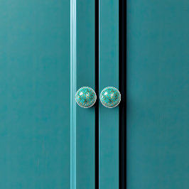 Decoratief gouden web over Blauwgroen zwarte bol Keramische Knop