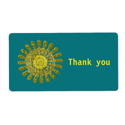 Decoratief gouden zonnesymbool etiket (Voorkant)