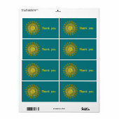 Decoratief gouden zonnesymbool etiket (Full Sheet)