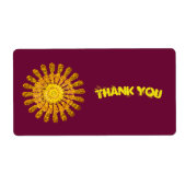 Decoratief gouden zonnesymbool etiket (Voorkant)