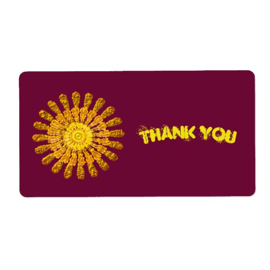 Decoratief gouden zonnesymbool etiket (Voorkant)