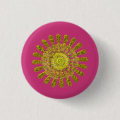 Decoratief gouden zonnesymbool ronde button 3,2 cm (Voorkant)