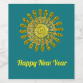 Decoratief gouden zonnesymbool wijn etiket (Enkel label)