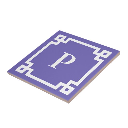 Decoratief Grieks sleutelgrensmonogram Periwinkle Tegeltje (Zijkant)