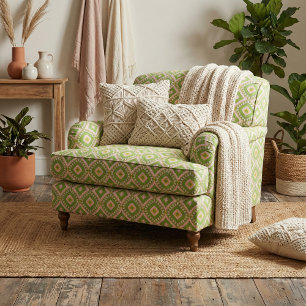 Decoratief groen beige en geel geometrisch patroon stof