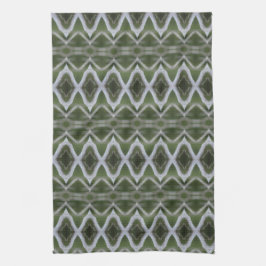 Decoratief groen en grijs theedoek