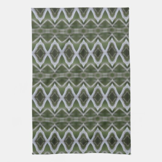 Decoratief groen en grijs theedoek (Verticaal)