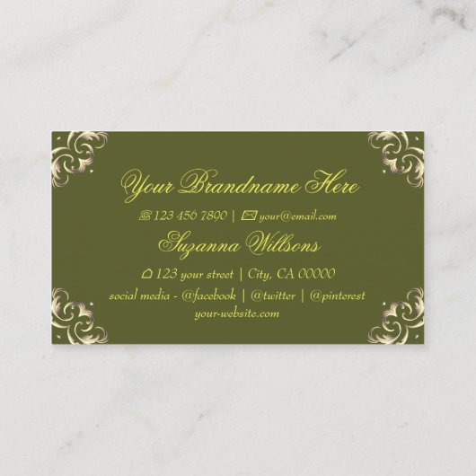 Decoratief Groen Geel met Logo Eye Catching Visitekaartje (Achterkant)