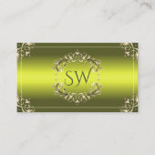 Decoratief Groen Geel met Monogram Eye Catching Visitekaartje (Voorkant)