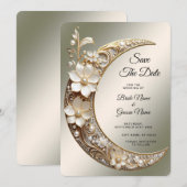 Decoratief Halvemaan Frame Save The Date (Voorkant / Achterkant)